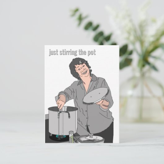 "roeren van de pot" briefkaart (Staand voorkant)