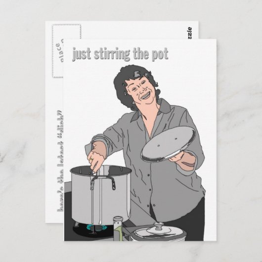 "roeren van de pot" briefkaart (Voorkant / Achterkant)