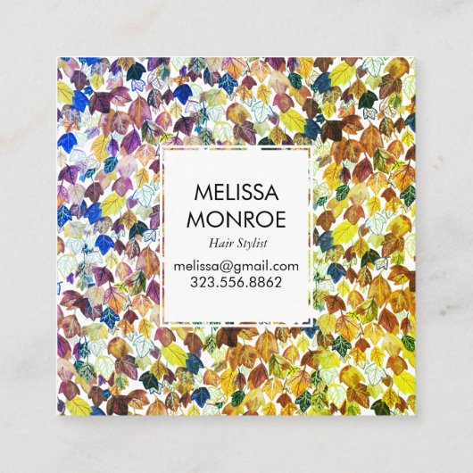 Roerende bladeren, geïllustreerd waterverf, kleurr kortingskaartje (Achterkant)