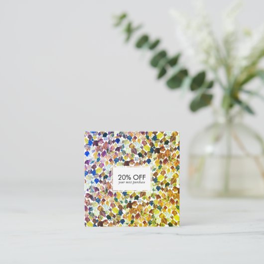 Roerende bladeren, geïllustreerd waterverf, kleurr kortingskaartje (Staand voorkant)