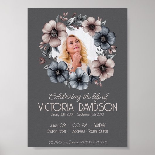 Roerende digitale overlijdensadvertentie om direct poster (Voorkant)