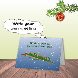 Roerploeg groene silhouette kerst kaart