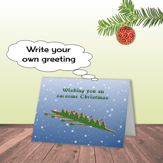 Roerploeg groene silhouette kerst kaart