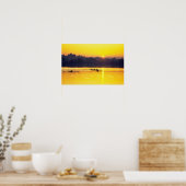 Roertraining op zonsondergang poster (Keuken)