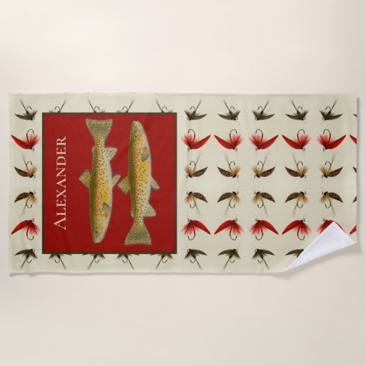 Roest Aangepaste Fly Fishing Flies Forel Rustiek Strandlaken (Voorkant)