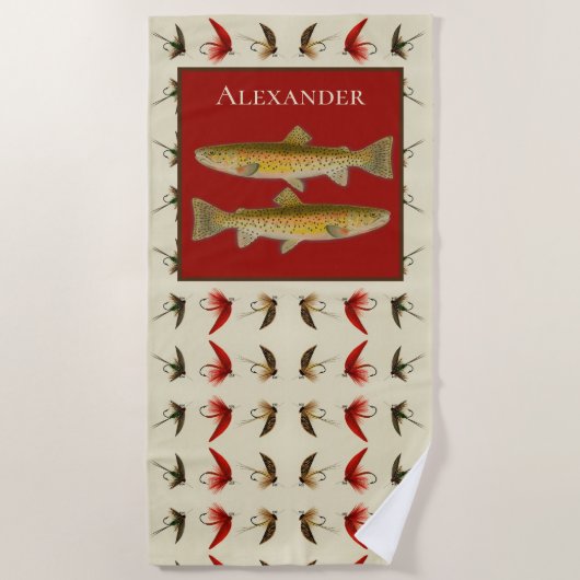 Roest Aangepaste Fly Fishing Flies Forel Rustiek Strandlaken (Voorkant)