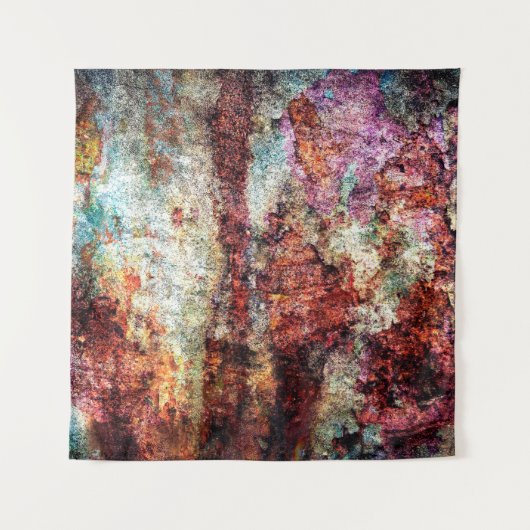 Roest abstracte kleurrijke grunge wandtapijt wandkleed (Voorkant)