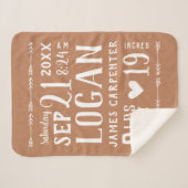 Roest Baby Boy Geboortestatistieken Keepsake Sherpa Deken (Voorkant (horizontaal))