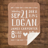 Roest Baby Boy Geboortestatistieken Keepsake Sherpa Deken