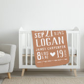 Roest Baby Boy Geboortestatistieken Keepsake Sherpa Deken