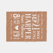 Roest Baby Meisje Geboortestatistieken Keepsake Fleece Deken (Voorkant (Horizontaal))