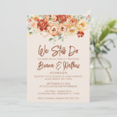 Roest Beige bloemenbruiloft gelofte verlenging Kaart (Staand voorkant)