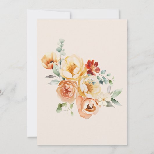 Roest Beige bloemenbruiloft gelofte verlenging Kaart (Achterkant)