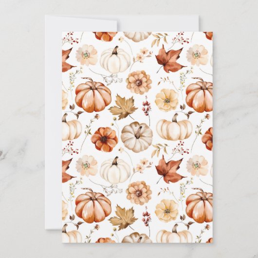 Roest Beige Boho Herfst Aardse Bloemige Pompoen Tr Kaart (Achterkant)