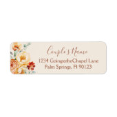 Roest Beige Elegant Bloem Bruiloft Retouradres Etiket (Voorkant)