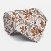 Roest Beige Grijze Boho Bladeren Botanische Trouw Stropdas (Opgerold)