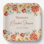 Roest Beige Romantisch Bloemen Vrijgezellenfeest Papieren Bordje (Voorkant)