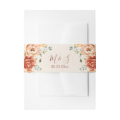 Roest Beige Romantische Bloemen Bruiloft Uitnodigingen Wikkel (Voorkant Voorbeeld)