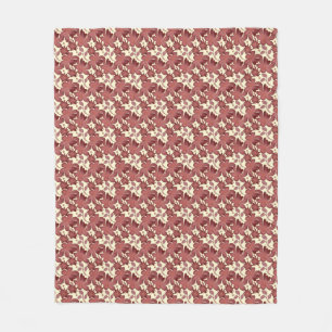 Roest Bloem Blad Patroon Terracotta Botanisch Fleece Deken