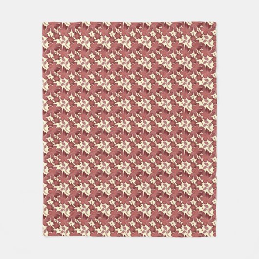 Roest Bloem Blad Patroon | Terracotta Botanisch Fleece Deken (Voorkant)