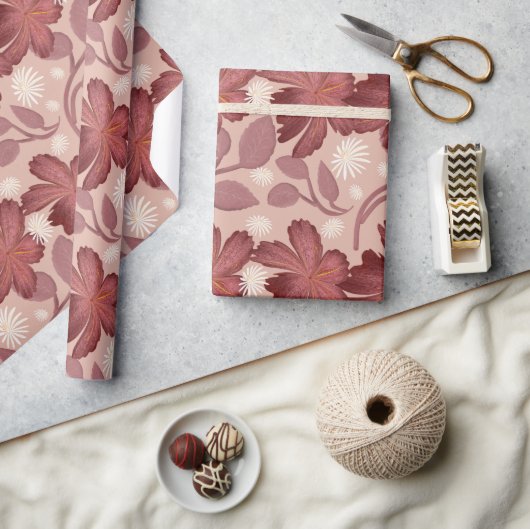 Roest Bloem Naadloos Patroon Grote Bloemen Minimal Cadeaupapier (Crafts)