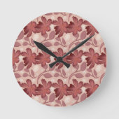Roest Bloem Naadloos Patroon Grote Bloemen Minimal Ronde Klok (Voorkant)