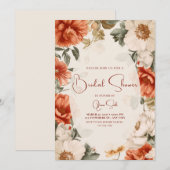 Roest Bloemen Bruidsdouche Uitnodiging (Voorkant / Achterkant)
