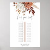Roest Bloemen Enkele Tafel Trouwstoel Grafiek Poster (Voorkant)