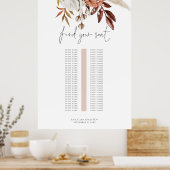 Roest Bloemen Enkele Tafel Trouwstoel Grafiek Poster (Keuken)