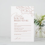 Roest bloemenbruiloft advies & wensen kaart<br><div class="desc">Deze advies & wensen kaarten zijn lieve keepsakes voor de bruid en paar, beschikt over elegante delicate hand getekende bloemillustratie en moderne script typografie details, in terra cotta en witte kleur, eenvoudig en romantisch. geweldige activiteit voor modern rustiek vrijgezellenfeest, country tuin bruiloft, en eenvoudige boho bruiloft partijen in de herfst...</div>