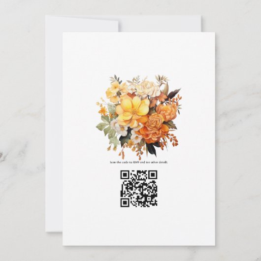 Roest bloemenbruiloft kaart (Achterkant)