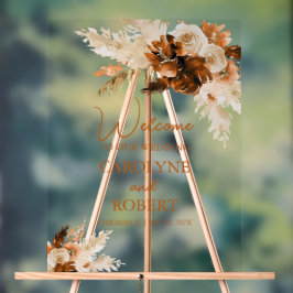Roest Boheemse Pampas Grass Wedding Welkom Acryl Bord