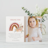 Roest Boho Bloemige Regenboog Foto Verjaardag Elke Bedankkaart (Staand voorkant)