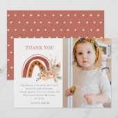 Roest Boho Bloemige Regenboog Foto Verjaardag Elke Bedankkaart (Voorkant / Achterkant)