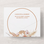 Roest Boho & Pampas Gras Bruiloft All In One Uitnodiging (Achterkant)