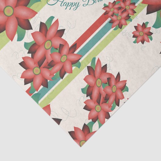 Roest Bourgondië en Blauwgroen Tissuepapier (Detail)