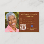 Roest bruine foto Qr code social Facebook icoon Visitekaartje (Achterkant)