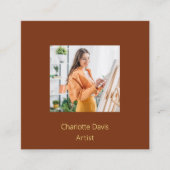 Roest bruine foto QR code social media Vierkante Visitekaartje (Voorkant)