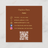 Roest bruine foto QR code social media Vierkante Visitekaartje (Achterkant)