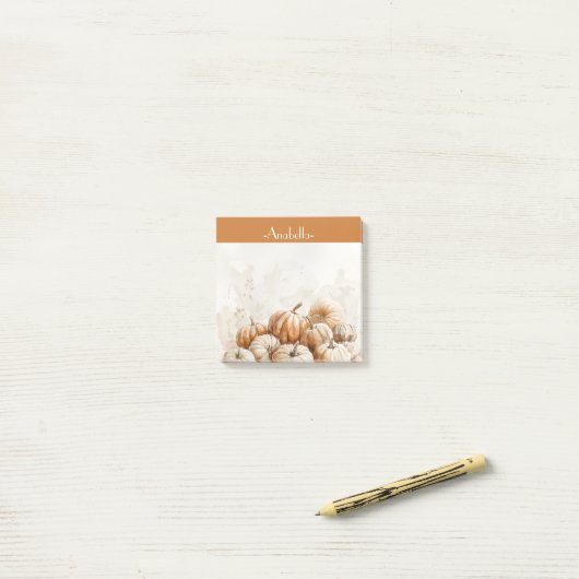  Roest Bruine waterverf pompoenen Post-it® Notes (Op bureau)
