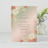 Roest Champagnetinten Pampas Eucalyptus Bruiloft Kaart (Staand voorkant)