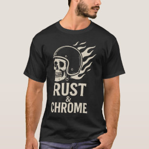 Roest Chrome Schedel Helm Biker - Vintage Motorfie T-shirt