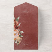  Roest & Cream Pioenen Bloemen QR Code All In One Uitnodiging (Buitenkant)