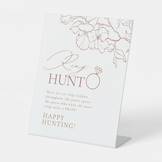 Roest elegant bloemenring hunt vrijgezellenfeest s reclamebord met voetstuk (Voorkant)