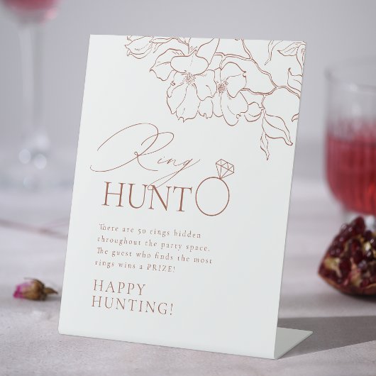 Roest elegant bloemenring hunt vrijgezellenfeest s reclamebord met voetstuk