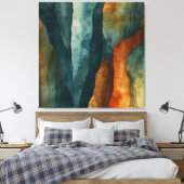 Roest en Blauwgroen Canvas Afdruk (Insitu (Slaapkamer))