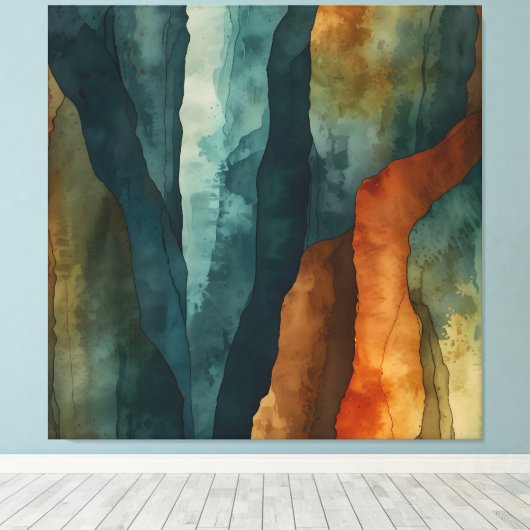 Roest en Blauwgroen Canvas Afdruk (Insitu (Houten vloer))