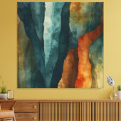 Roest en Blauwgroen Canvas Afdruk (Insitu (Woonkamer))