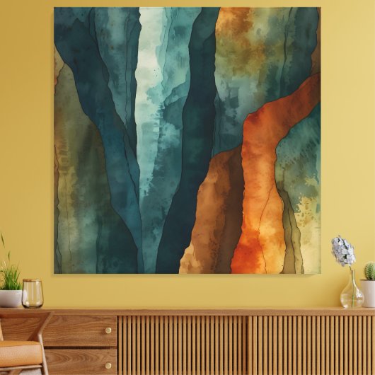 Roest en Blauwgroen Canvas Afdruk (Insitu (Woonkamer))