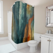 Roest en Blauwgroen Douchegordijn (In situ)